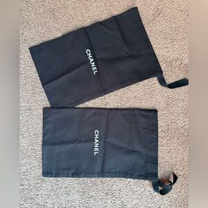 CHANEL Black Dust Bags with White Logo